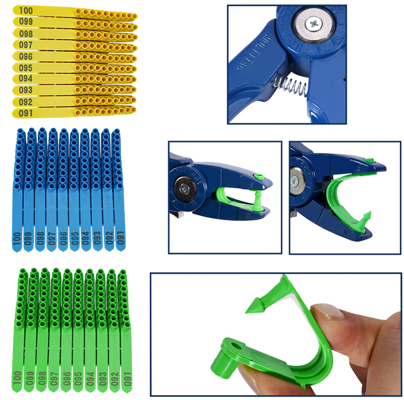 Livestock Ear Tag - 100個入り 羊用耳標/耳標プライヤー付き ヤギ用耳標 番号カスタマイズ可能 耳標 農場動物識別用耳標