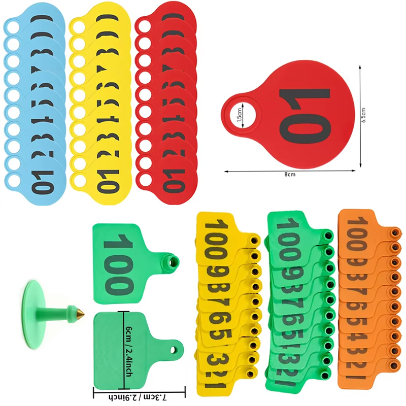Livestock Ear Tag - 001-100 牛用TPU吊り下げタグ/銅針耳タグ家畜識別カード高品質耐久性牛羊耳タグ