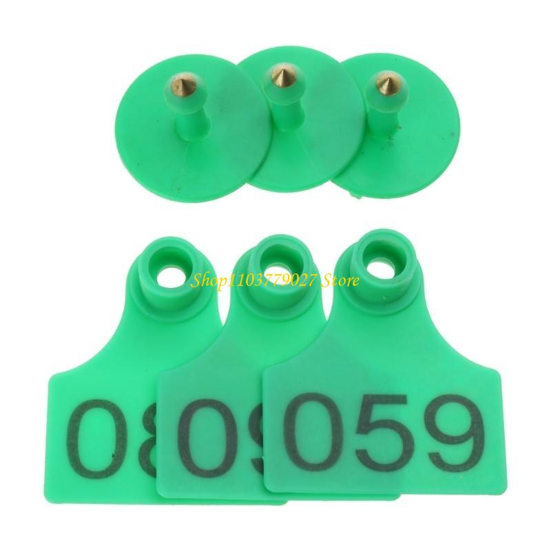 Livestock Ear Tag - C4DF 001-100 番号プラスチックタグ家畜動物識別耳タグ 1.6 インチ x