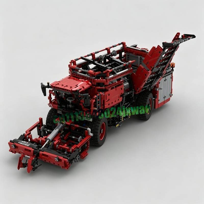 Agriculture Farming Education - 3747ピース 赤色農業ハーベスター農場車両モデル カスタムパズル DIY クリエイティブ組み立てビルディングブロック 知育玩具ギフト