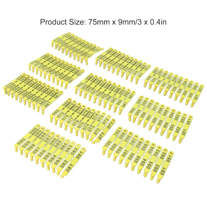 100個入り 001-100番 プラスチック製家畜タグ 色落 - Livestock Ear Tag のレビューと価格